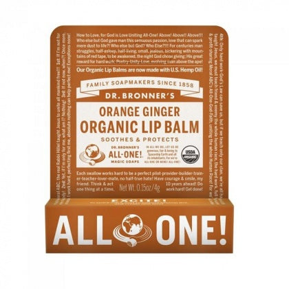 Dr Bronner's Lip Balm Orange Hang Sell 12x4g