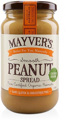 Mayvers Organic Smooth Peanut Butter G/F 375g