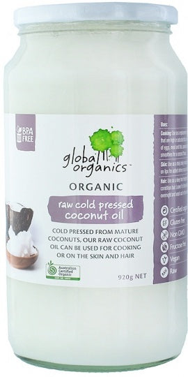 Global Organics Organic Raw Cold Pressed Coconut Oil G/F 920g