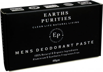 Earths Purities Mens Natural Deodorant Paste with Applicator 60g