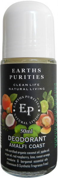 Earths Purities Unisex Natural Amalfi Coast Liquid Roll On Deodorant 50ml