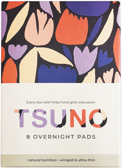 Tsuno Natural Bamboo Overnight Pads - Winged & Ultra Thin Box of 8