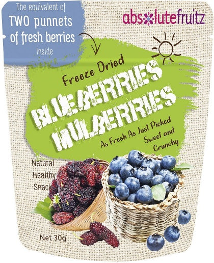 Absolutefruitz Freeze Dried Blueberries & Mulberries 30g