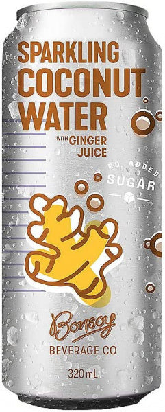 Bonsoy Sparkling Ginger Coconut Water G/F 12x320ml Cans