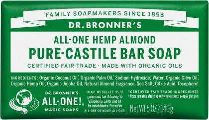 Dr Bronner's Pure Castile Bar Soap Almond 140g