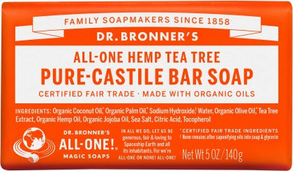 Dr Bronner's Pure Castile Bar Soap Tea Tree 140g