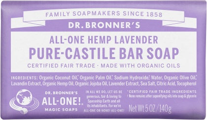 Dr Bronner's Pure Castile Bar Soap Lavender 140g