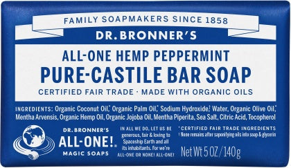 Dr Bronner's Pure Castile Bar Soap Peppermint 140g