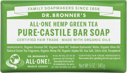 Dr Bronner's Pure Castile Bar Soap Green Tea 140g