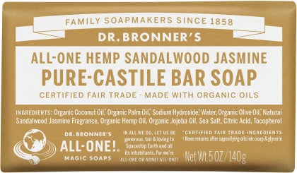 Dr Bronner's Pure Castile Bar Soap Sandalwood Jasmine 140g