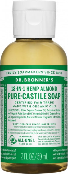 Dr Bronner's Pure Castile Liquid Soap Almond 59ml