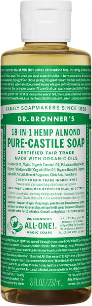 Dr Bronner's Pure Castile Liquid Soap Almond 237ml