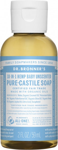 Dr Bronner's Pure Castile Liquid Soap Baby Unscented 59ml