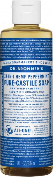 Dr Bronner's Pure Castile Liquid Soap Peppermint 237ml