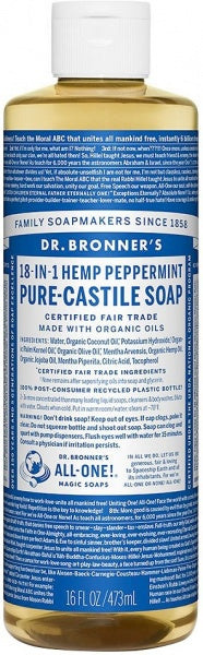 Dr Bronner's Pure Castile Liquid Soap Peppermint 473ml