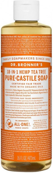 Dr Bronner's Pure Castile Liquid Soap Tea Tree 473ml