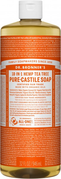 Dr Bronner's Pure Castile Liquid Soap Tea Tree 946ml