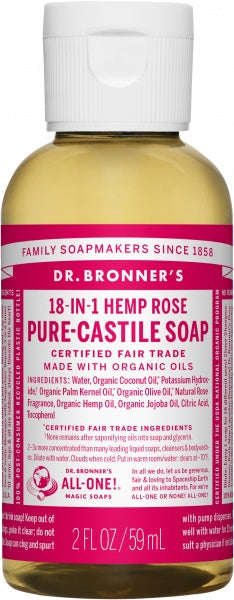 Dr Bronner's Pure Castile Liquid Soap Rose 59ml