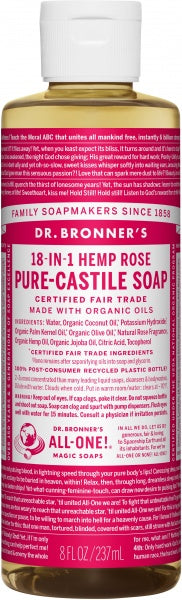 Dr Bronner's Pure Castile Liquid Soap Rose 237ml