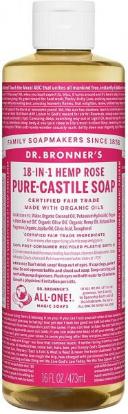 Dr Bronner's Pure Castile Liquid Soap Rose 473ml