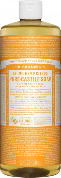 Dr Bronner's Pure Castile Liquid Soap Citrus 946ml