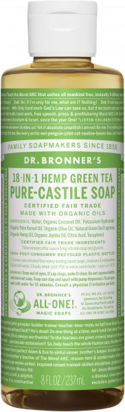 Dr Bronner's Pure Castile Liquid Soap Green Tea 237ml