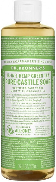 Dr Bronner's Pure Castile Liquid Soap Green Tea 473ml