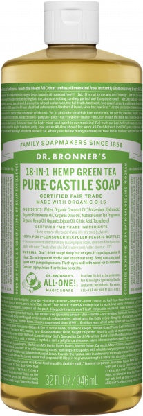 Dr Bronner's Pure Castile Liquid Soap Green Tea 946ml