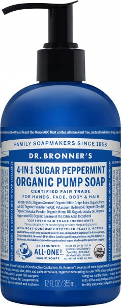 Dr Bronner's Organic Pump Soap Peppermint 355ml