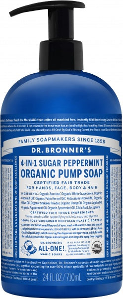 Dr Bronner's Organic Pump Soap Peppermint 710ml