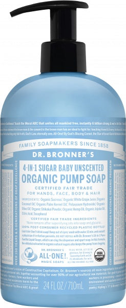 Dr Bronner's Organic Pump Soap Baby Unscented 710ml