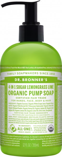 Dr Bronner's Organic Pump Soap Lemongrass Lime 355ml