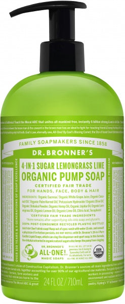 Dr Bronner's Organic Pump Soap Lemongrass Lime 710ml