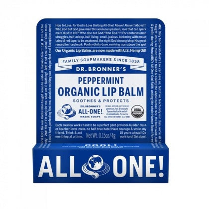 Dr Bronner's Lip Balm Peppermint Hang Sell 12x4g