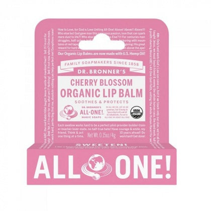 Dr Bronner's Lip Balm Cherry Blossom Hang Sell 12x4g