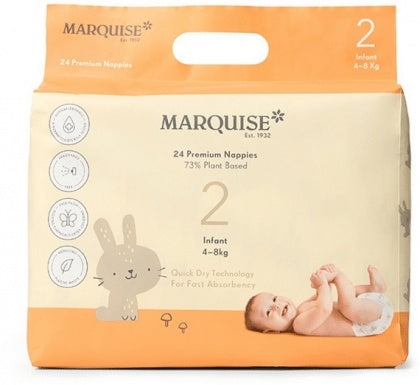 Marquise Infant Eco Nappies Size 2 (4-8kg) 24Pack