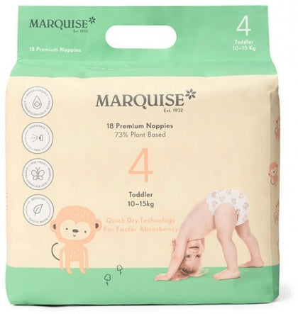 Marquise Toddler Eco Nappies Size 4 (10-15kg) 18Pack