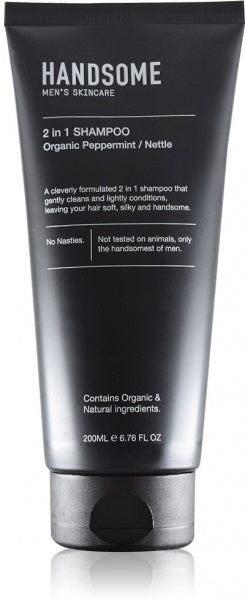 Handsome Men's Organic Skincare 2 in 1 Shampoo Peppermint/Nettle 200ml