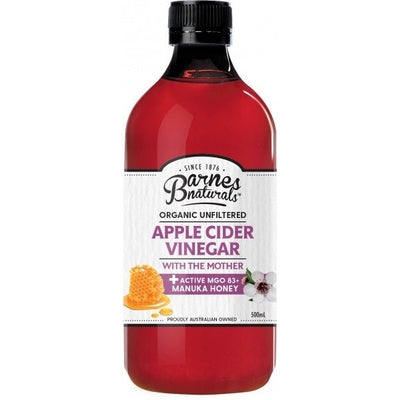 Barnes Naturals Organic Apple Cider Vinegar & The Mother w/Active Manuka 5+ Honey 500ml - The O.G Me