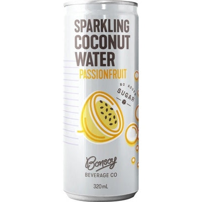 Bonsoy Sparkling Coconut Water Passionfruit G/F 12x320ml Cans - The O.G Me