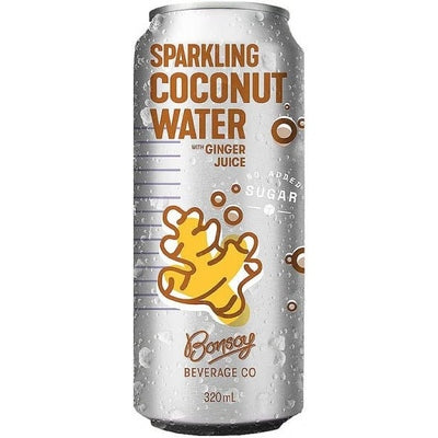 Bonsoy Sparkling Ginger Coconut Water G/F 12x320ml Cans - The O.G Me