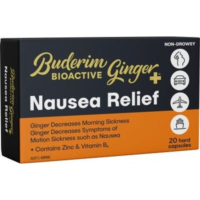 Buderim Ginger+ BioActive Ginger Plus Nausea Relief Blister Pack 20Caps - The O.G Me