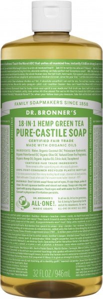 Dr Bronner's Pure Castile Liquid Soap Green Tea 946ml - The O.G Me