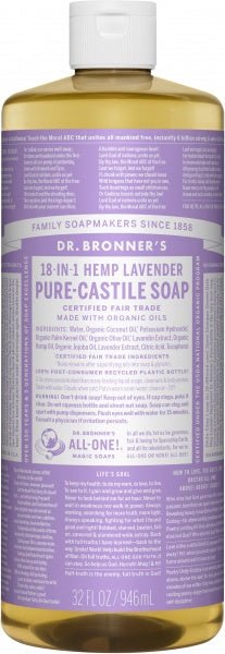 Dr Bronner's Pure Castile Liquid Soap Lavender 946ml - The O.G Me