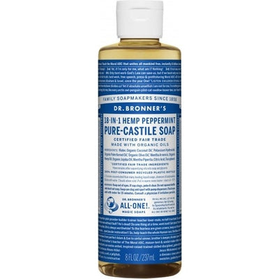 Dr Bronner's Pure Castile Liquid Soap Peppermint 237ml - The O.G Me