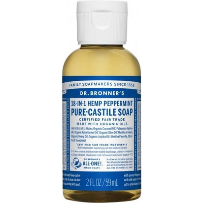 Dr Bronner's Pure Castile Liquid Soap Peppermint 59ml - The O.G Me