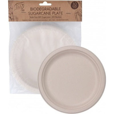 Eco Basics Biodegradable Sugarcane Plate 17cm - 10pcs - The O.G Me