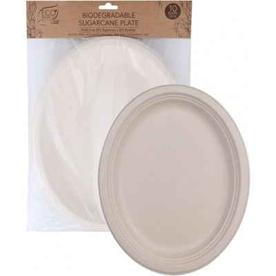 Eco Basics Biodegradable Sugarcane Plate 32cm - 10pcs - The O.G Me