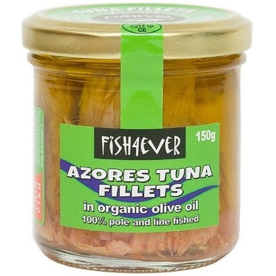 Fish 4 Ever Azores Skipjack Tuna Fillets in Olive Oil Glass Jar 150g - The O.G Me