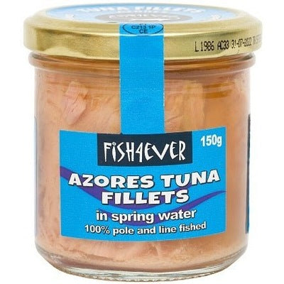 Fish 4 Ever Azores Skipjack Tuna Fillets in Spring Water Glass Jar 150g - The O.G Me